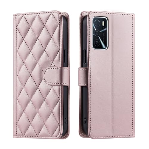 Étui portefeuille pour Oppo A16 et Realme V11 avec porte-carte rose