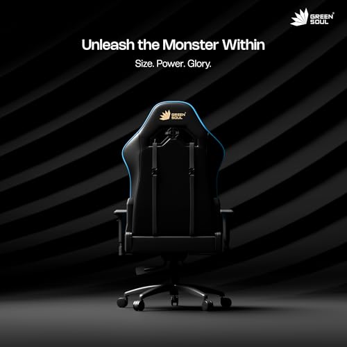 Image of Green Soul Monster Ultimate Series S | Multi-Functional Ergonomic Gaming & OfficeChair | Premium Spandex & PU Leather Fabric | Adjustable Neck, Lumbar Pillow | 4D Adjustable Armrests (Black Blue)