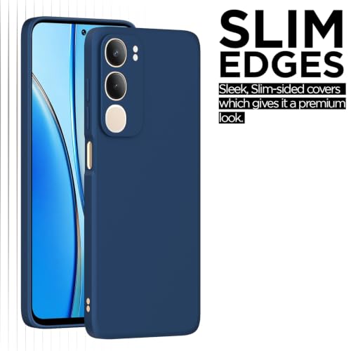 Image of Outlouders Back Cover for Vivo Y19s / Vivo Y29 5G | Camera Protection | Durable Soft Matte Silicone Bumper Case (Blue)
