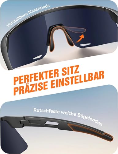 JOYROOM Schnelle Brille Herren Fahrradbrille Damen [Verstellbare Nasenpad] [Anti-Beschlag] Sonnenbrille Polarisiert UV400-Schutz Sportbrille aus TR90 für Fahrrad Ebike Laufen, Blau
