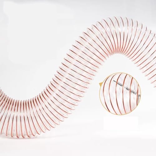 Industrial Vacuum Hose,Transparent Steel Wire Flexible Hose,Resistant to High and Low Temperatures,Excellent Stability,Primarily Used for Engraving Machines(45ft/13.7m)