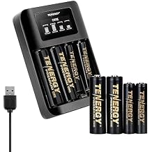 Tenergy Premium Pro 4 Pack AA and 4 Pack AAA Rechargeable Batteries and Portable TN474U Battery Charger, Ideal for High Performance Professional Electronics