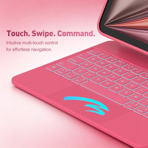 Image of for iPad Air 11 inch Case with Keyboard (M3 /M2, 2025 /2024), Keyboard for iPad Pro 11 inch (1 /2 /3 /4th Gen) & Air 4 /5, Portrait /Landscape Mode, 11-Color Backlit, Removable Protective Case, Hot Pink