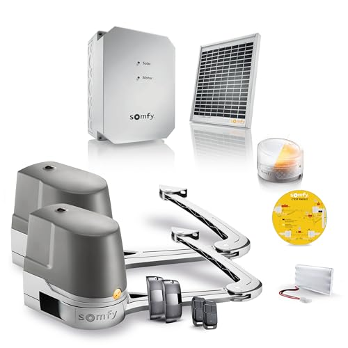 Somfy S2401288 - Motorisation Evolvia Star solaire à bras pour portail battant, Moteur portail facile à installer, Kit solaire inclus pour motoriser sans alimentation...