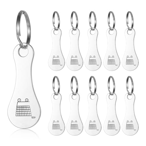 WUSJCOF 10 Pezzi Portachiavi per Carrello della Spesa in Acciaio Inossidabile Chip per Carrello della Spesa Chiave per Carrello con Anello per Chiavi per Carrello della Spesa (Argento)