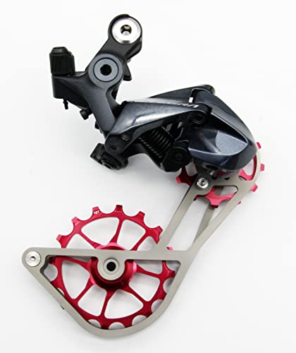 Swishti Titanium Road Cyclocross Gravel Bicycle Bike Rear Derailleur Oversized Pulley Wheel System Cage Ospw For Shimano Ultegra R8000 R8050 / Dura Ace R9100 R9150 11S Use (Red) #TOP3