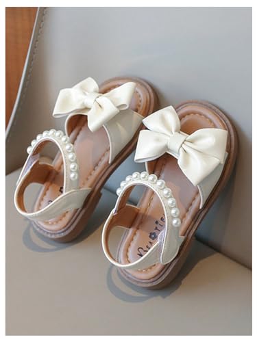 GORGLITTER Girl's Sandals Dressy Bow Ankle Strap Sandal Pearl Open Toe Slides Flats Summer Cute Vacation Sandals Shoes2