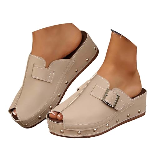 Sandales d'été antidérapantes pour femme avec talon compensé haute stabilité