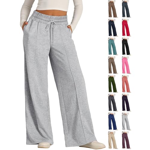 Amazon.com: chaktkglok Gray Wide Leg Sweatpants Women Baggy
