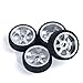 Abendor 6 Spoke Wheel Rims & Rc Car Speed Tires for 1/28 RC Hobby Model Car, [2*N+2*W] 4 Pcs 20mm Aluminum Alloy Rims for Wltoys K969 K989 P929 AWD XRX AMZ WL DRZ GLA BZ (Silver Speed)