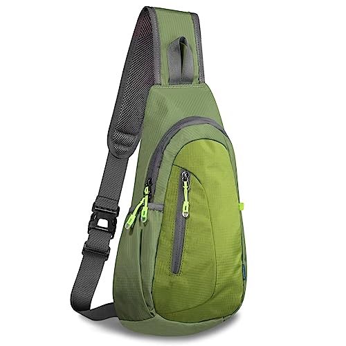 TITECOUGO Rucksack for Men Backpack Shoulder Bag Sling Small Bag Women Gym Bags Cross Body Running Work Healthy Back Chest Pouch Backpacks Daypack Camp Day Packs Sports Lightweight Army Green