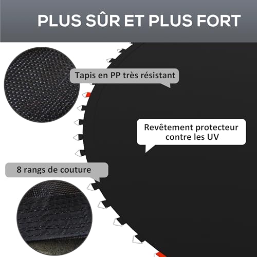SPORTNOW Tapis de Rechange pour Trampoline Tapis de Saut de Remplacement, avec Outil de Traction à Ressort et Crochets en V (Ressort Non Inclus) – Image 5