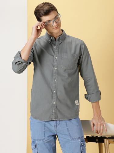 Image of Thomas Scott Men's | Solid | Full Sleeve | Slim Fit | 100% Cotton | Spread Collar | Casual Shirt