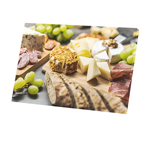 Tableau décoratif toile imprimée charcuterie pain baguette décoration murale cuisine 90x60cm