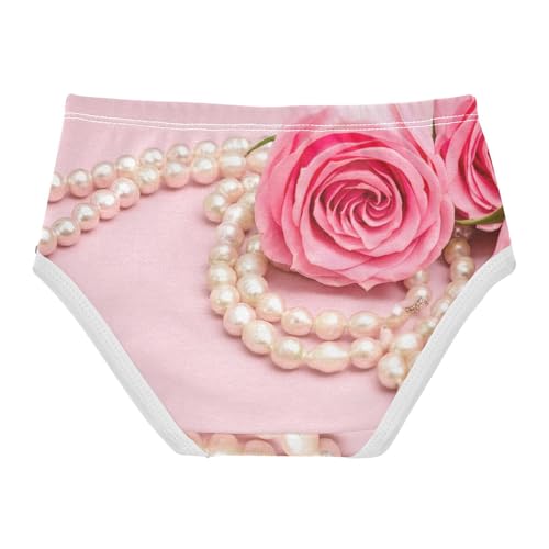 Girls Underwear Toddlers 2t Cotton Girl Panties Cute Aesthetic Undies Kids Briefs Pearls Pink Roses2