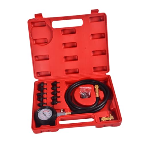 SOESFOUFU Engine Oil Pressure Diagnostic Tester Tool Set Oil Pressure Gauge Kit with Hose Adapters Coupling for Petrol Engines Includes Rubberized Protector Storage Case