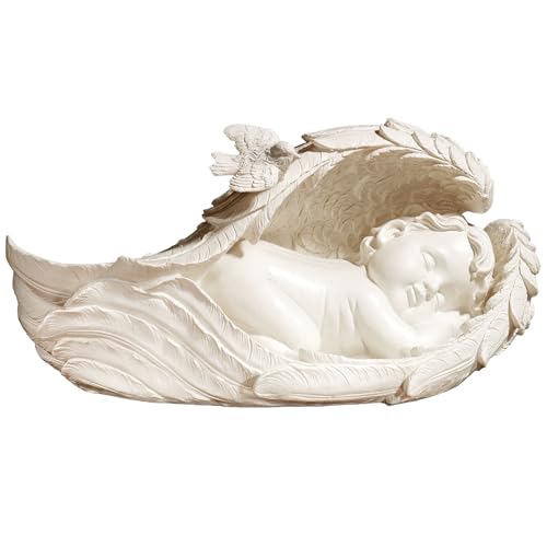 Escultura de Ángel en Alas Suaves Marfil miniatura 1