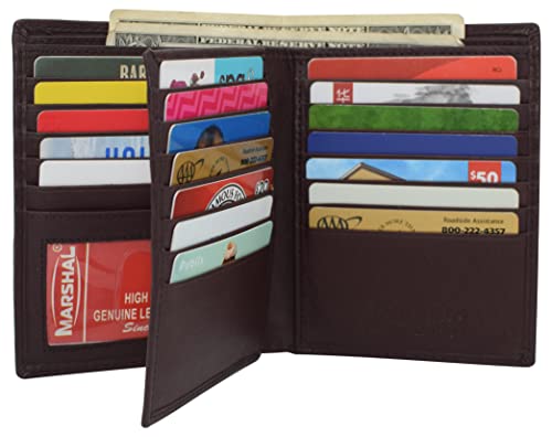 MARSHAL RFID Blocking Bifold Hipster Multi Credit Card ID Holder Wallet Premium Leather (Burgundy)3