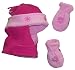 N'Ice Caps Girls Wrap Around Micro Fleece Embroidered Set (6-15 months, fuchsia/pink)