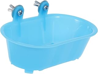 CRILSTYLEO Acessórios de interiores de brinquedo de banho brinquedos para pássaros pequenos pássaros banheira banheira para pássaros banho de pássaros com espelho gaiola pequeno papagaio alimentar os pássaros caixa de ninho azul pequenos brinquedos de banho para animais de estimação banho de pássaros