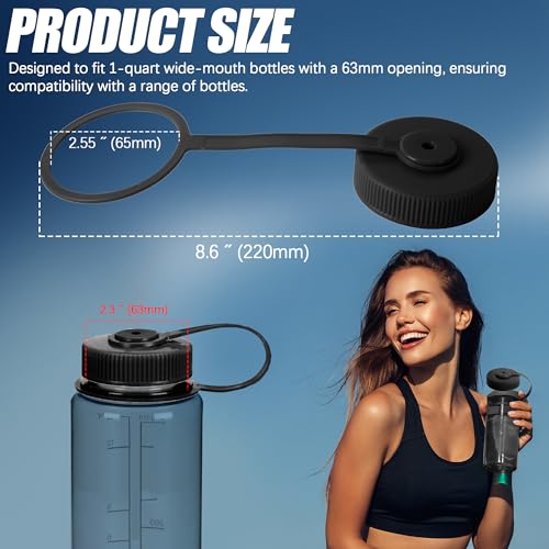 Image of TonGass 3-Pack Water Bottle Lid Compatible with 32oz Wide Mouth Water Bottle Replacement Cap for 63mm Mouth Water Bottle Lid Replacement Water Bottle Cap
