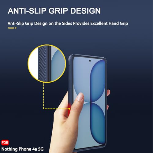 Image of TheGiftKart Liquid Silicon Back Cover Case for Nothing Phone 4a 5G | Shockproof Military Grade Protection | Micro-Fibre Cloth On Inner Side | Anti-Slip Grip Back Case for Nothing Phone 4a (TPU, Blue)