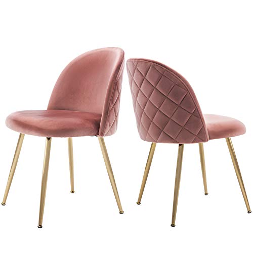 Zhenghao Velvet Accent Chairs For Living Room Set Of 2 Tufted Upholstered Chairs Wingback Vanity Chairs With Gold Legs Modern Mid Century Chair For Bedroom Dining Room Kitchen Patio (Pink) #TOP20
