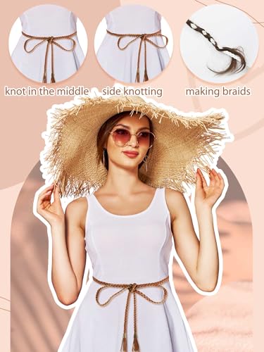 SATINIOR 5 Pcs Women's Rope Waist Belt 78.4'' Skinny Woven PU Leather Braided Dress Belts with Tassel for Skirt Dress4