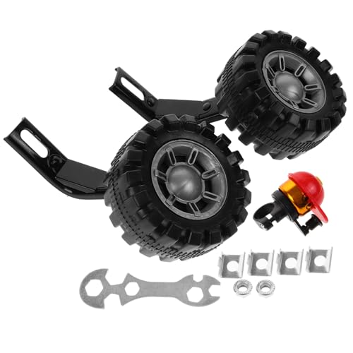 Juego de ruedas de entrenamiento para bicicleta de 12 pulgadas con soporte de acero negro, ruedas auxiliares estabilizadoras universales para bicicletas de niños miniatura 1