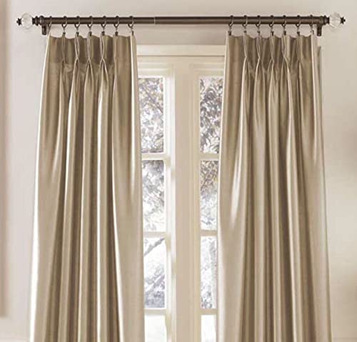 Curtainworks Marquee Faux Silk Pinch Pleat Curtain Panel, 30 by 84", Sand, W 30" x L 84" (1 Panels) - Image 3