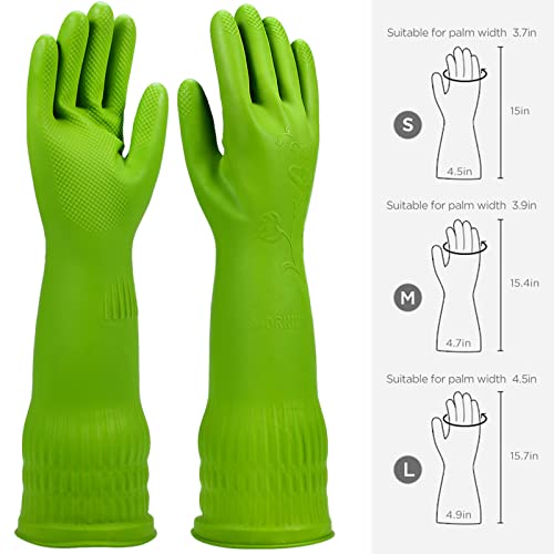 Iucge Rubber Dishwashing Gloves 3 Pairs For Kitchen,Cleaning Washing Dish Gloves Long For Household Reuseable Durable.(Small,Multicolor) #TOP5