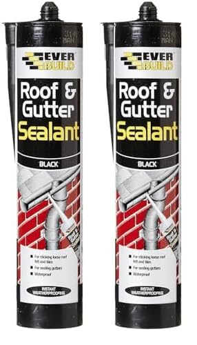 Everbuild Everflex Roof and Gutter Sealant, Butyl Based Sealant and Adhesive for Roofing, Black, 295 ml (Pack of 2)