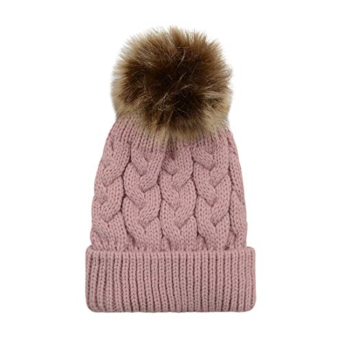 Durio Baby Girl Hats Knit Baby Winter Hat Cute Baby Beanies for Girls Boys Thick Warm Toddler Hat B Pink One Size - Thumbnail 2