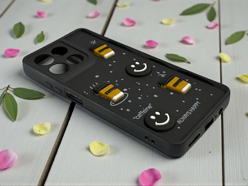 Image of SBMS Silicone Back Cover Case for Motorola G67 Power / G57 Power | Cute Fun 3D Cartoon, Coffee Design Silicone Case | Camera Protection Bump | Shockproof Case for Moto G57 Power 5G (Coffe Mug Black)