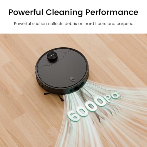 Smart 2-in-1 Robot Vacuum and Mop with 6000Pa Suction, 180 Min Runtime, App/WiFi Control, for Hard Floors and Carpets