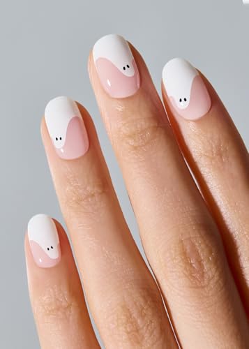 Image of ohora Semi Cured Gel Nail Strips (N Peek a Boo) - Works with Any Lamps, Salon-Quality, Long Lasting, Easy to Apply & Remove - Includes 2 Prep Pads, Nail File & Wooden Stick