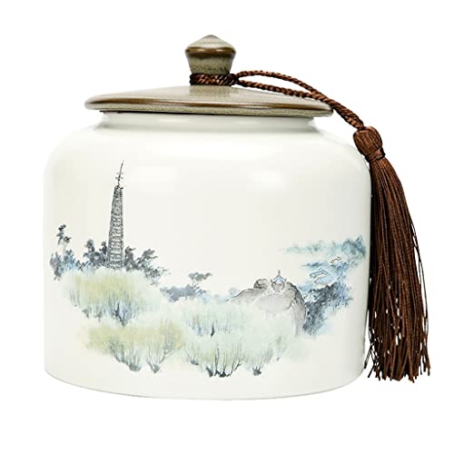 Caja de té de cerámica para té, contenedor de alimentos, caja de almacenamiento de café, caramelos, lata de té chino, tarro de cerámica, latas de té vintage para té suelto, tarro de té hermético para
