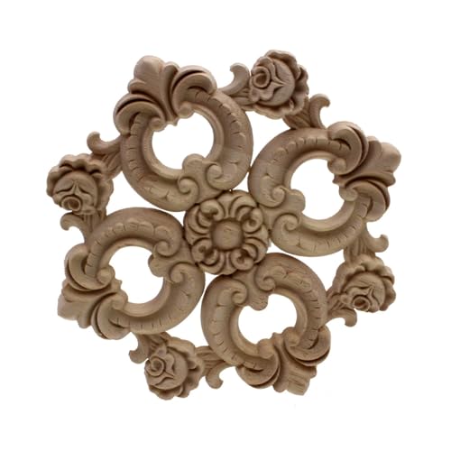 Apliques de madera tallada LVTFCO de 20cm con rosas decorativas para restaurar muebles vintage 2