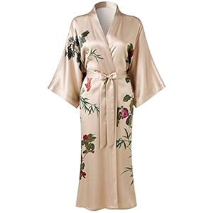 Ledamon Women’s 100% Silk Kimono Long Robe – Classic Colors and Prints