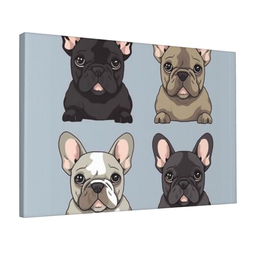 Toile murale bouledogue français vintage 30x45 cm JHLMN pour salon