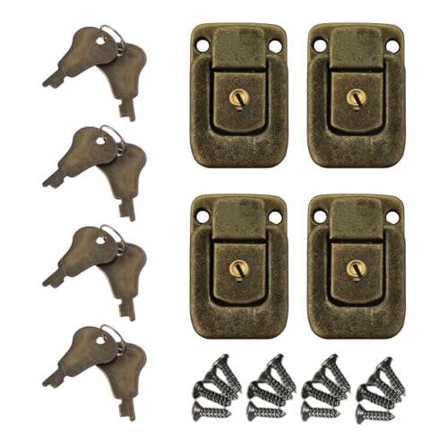4 cerrojos resistentes para equipaje con tornillos para caja de madera y armarios con materiales de hierro, uso diario, estilos retro