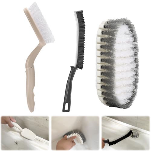XANGNIER Bathtub Cleaning Brush Tools Kit,3 Pcs Bath Tub Scrubber Cleaner Brush with Long...