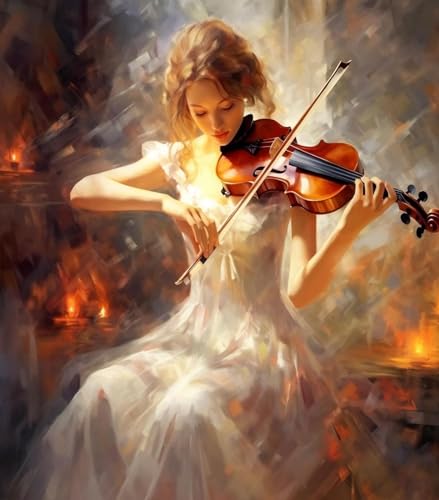 ZMHZMY Paint by Number Kits Girl Playing Violin DIY Digital Canvas Oil Painting Art Decor for Adults Beginner,40x50cm Frameless