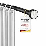 Onpira® Teleskopstange ohne Bohren – Rostfreie Duschvorhangstange und Vorhängestange zum Klemmen | 5 Längen 40–230 cm | 3 Farben: Schwarz, Weiß und Edelstahl | Starker Halt bis 12 kg