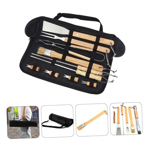 Set de Utensilios para Parrilla 10 piezas Acero y Madera miniatura 7