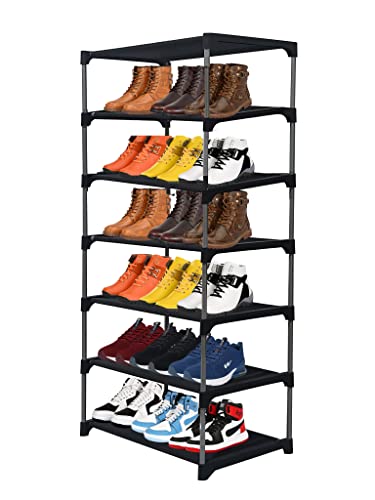 Image of Multi Utility 6 Layer Shelf Collapsible Metal Pipes with Non-Woven 100GSM Fabric Cover for Shoe /Cloth /Toy /Books Rack (Blue, Metal)
