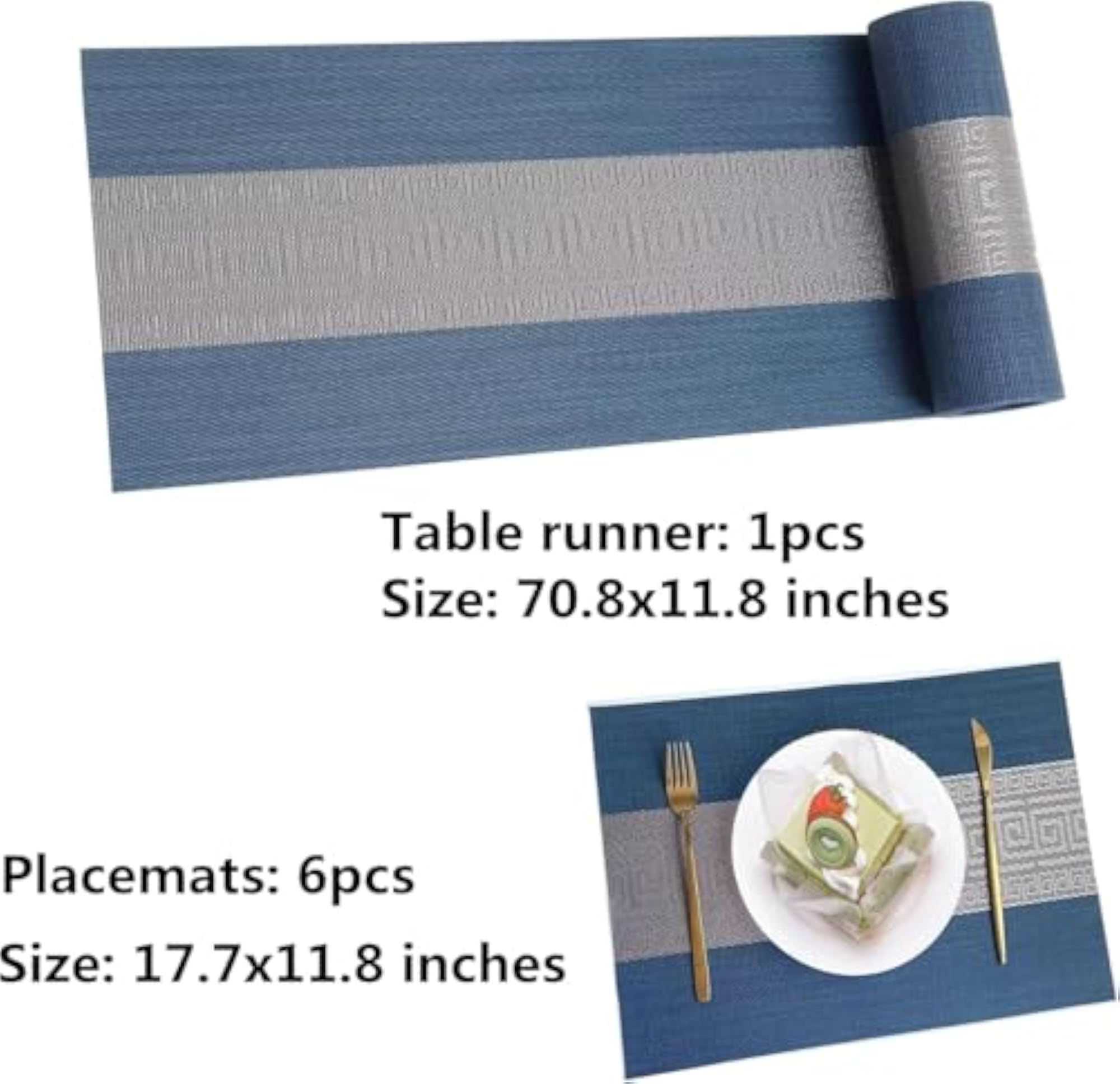 Viny Heat Resistant Washable Kitchen Tablemat Set with Runner