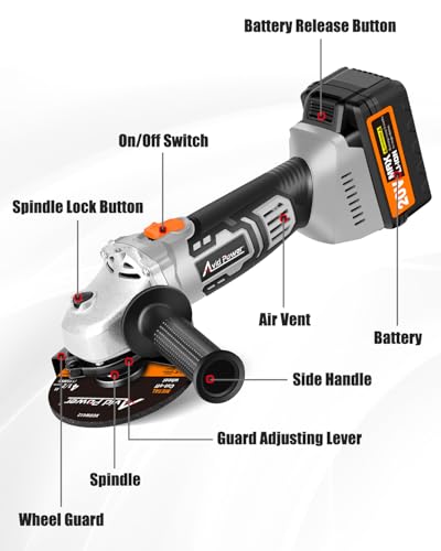 Avid Power Cordless Angle Grinder With 4-Pole Motor, 20V Cordless Grinders Tools W/3.0A Battery & Fast Charger thumb #6