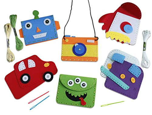 Flying-Childhood-Felt-Craft-Kits-for-Kids-Boys-Sewing-6-Purses-Include-Car-Rockets-Aliens-Robots-Campervan-Camera-DIY-Arts-Crafts-Supplies-Groovy-Party-Gifts Flying-Childhood-Felt-Craft-Kits-for-Kids-Boys-Sewing-6-Purses-Include-Car-Rockets-Aliens-Robots-Campervan-Camera-DIY-Arts-Crafts-Supplies-Groovy-Party-Gifts