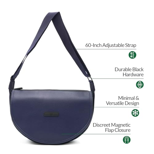 The Lowkey Crossbody Bag Unisex Carbon Lined Lightweight Water Resistant Sling with Wide Shoulder Strap for Men & Women. Hidden Pocket, Travel, Fashion, Leather & Polyester in Blue & Everyday Use3